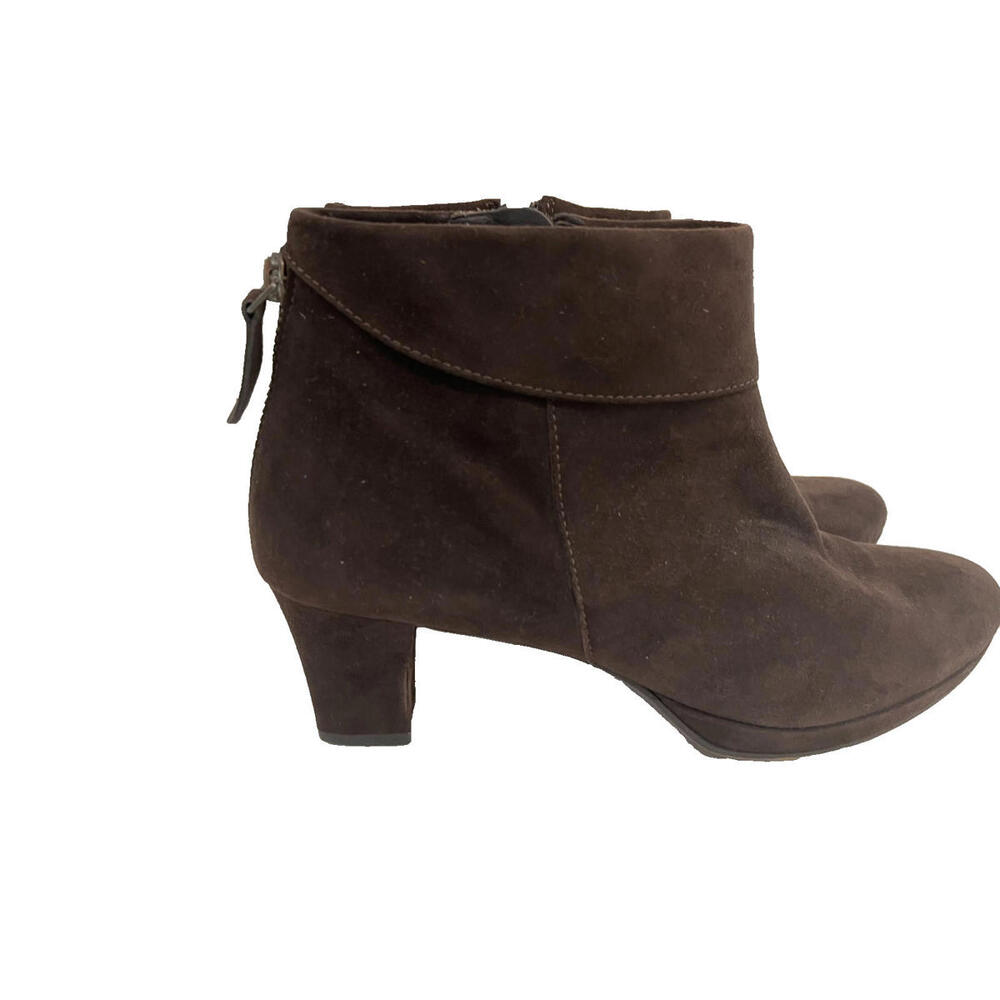 Paul Green Women's  Boot Size 5 1/2P Chocolate Brown Suede Bootie Block Heel
